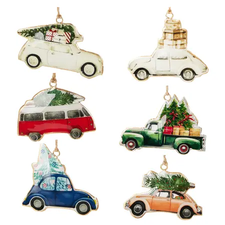 Kerstornament Kerst Auto Metaal 10cm Assorti 1st
