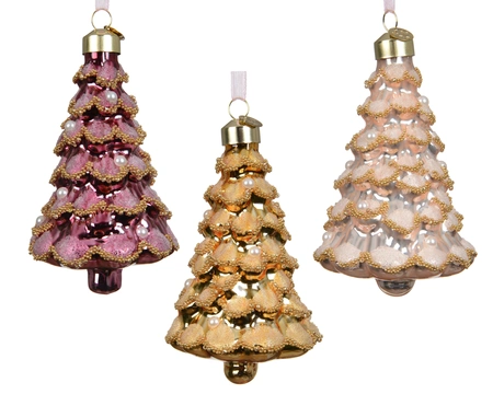 Kerstornament Kerstboom Beads 11cm Assorti 1st