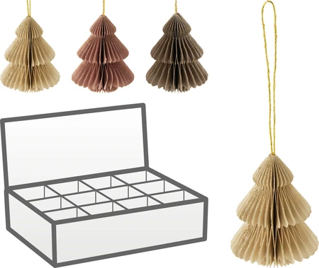 Kerstornament Kerstboom Papier 8cm Assorti 1st