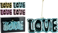 Kerstornament Love Glas 7cm Assorti 1st