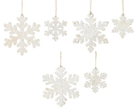 Kerstornament Sneeuwvlok Triplex Wit Assorti 2st