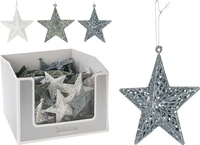 Kerstornament Ster Glitter Assorti 1st