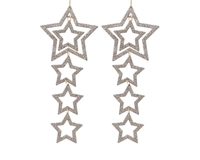 Kerstornament Ster Glitters Plastic 7,5cm 2st