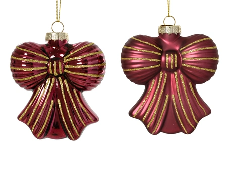 Kerstornament Strik Glas Dark Rose 10cm Assorti 1st
