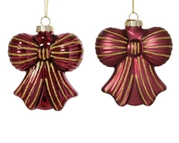 Kerstornament Strik Glas Dark Rose 10cm Assorti 1st