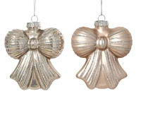 Kerstornament Strik Glas Smokey Pearl 10cm Assorti 1st