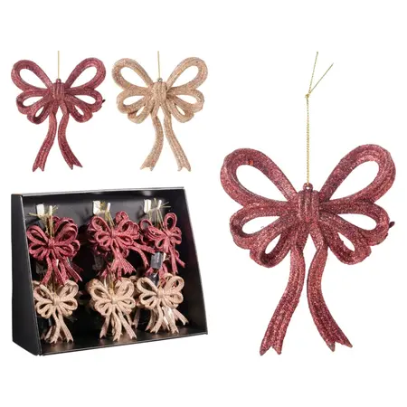 Kerstornament Strik Glitter 13cm Assorti 1st