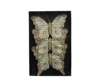 Kerstornament Vlinder Clip Champagne 3st