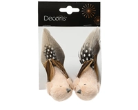 Kerstornament Vogel Clip Bruin 2st