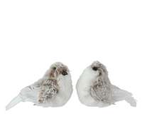 Kerstornament Vogel Clip Kunstbont Bruin 2st