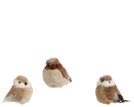 Kerstornament Vogel op Clip Kunstbont 9cm Assorti 1st