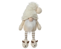 Kerstpop Gnoom Zittend Gebroken Wit 48cm