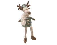 Kerstpop Hert Zittend Beige 38cm