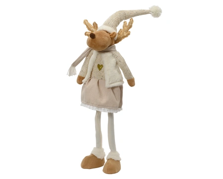 Kerstpop Rendier Staand Beige 78cm
