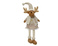 Kerstpop Rendier Zittend Beige 65cm