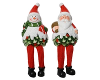 Kerstpop Sneeuwpop en Kerstman Zittend 11cm Assorti 1st