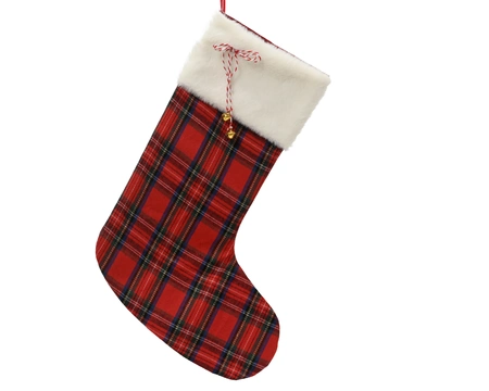 Kerstsok Geruit Rood 28cm