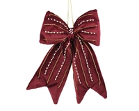 Kerststrik Fluweel Beads Bordeaux 52cm
