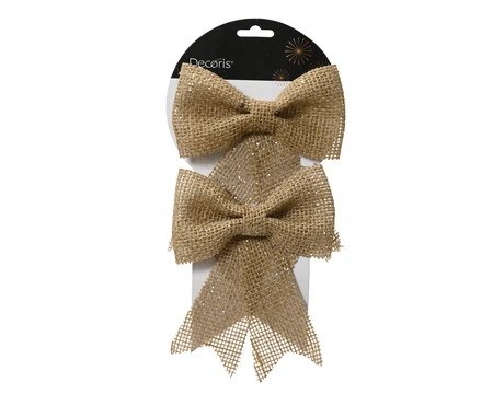 Kerststrik Jute 17cm Bruin 2st