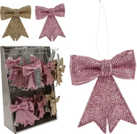 Kerststrik Jute Look Glitter Assorti 1st