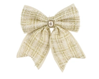 Kerststrik op Clip Bouclé Crème 21cm