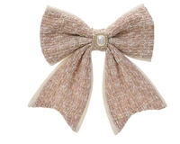 Kerststrik op Clip Bouclé Roze 21cm