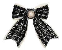 Kerststrik op Clip Bouclé Zwart 14cm