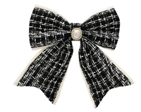 Kerststrik op Clip Bouclé Zwart 21cm