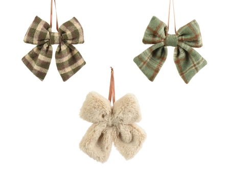 Kerststrik Tartan Polyester 17cm Assorti 1st