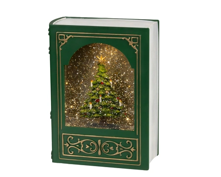 Kersttafereel Boek met LED en Beweging Groen 23,5cm