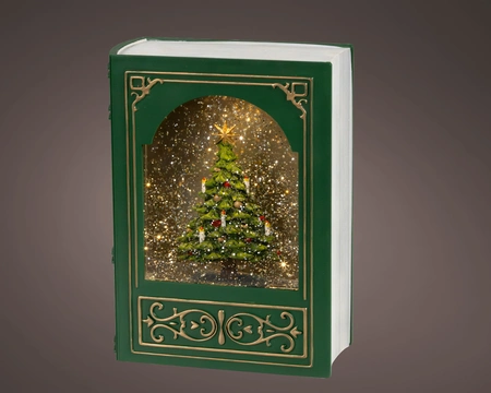 Kersttafereel Boek met LED en Beweging Groen 23,5cm