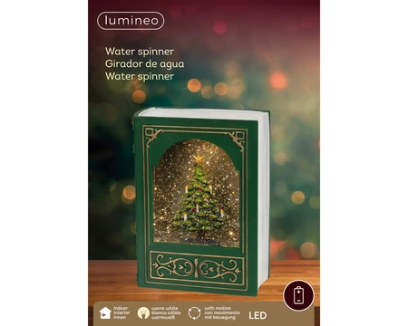 Kersttafereel Boek met LED en Beweging Groen 23,5cm