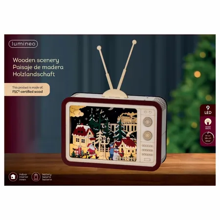 Kersttafereel in Vintage TV met LED