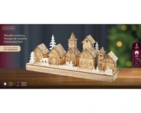 Lumineo Kersttafereel Kerkstraat Hout met LED