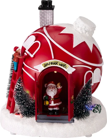 Kersttafereel Kerstbal Huisje met LED en Beweging Assorti 1st
