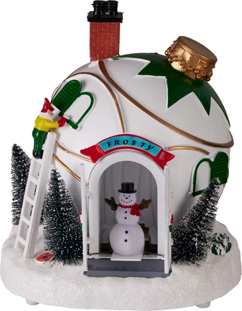 Kersttafereel Kerstbal Huisje met LED en Beweging Assorti 1st