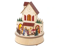 Kersttafereel Kersthuis Hout met LED, Beweging en Muziek