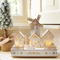 Lumineo Kersttafereel Molen Hout met LED, Beweging en Muziek