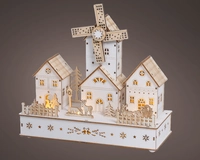 Kersttafereel Molen Hout met LED, Beweging en Muziek