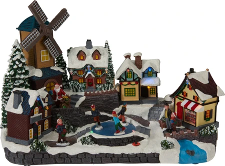 Kersttafereel Molen met LED en Beweging Assorti 1st