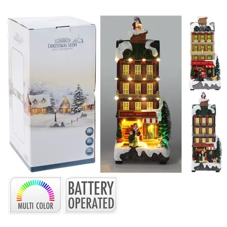 Kersttafereel Speelgoedwinkel met LED en Beweging Assorti 1st