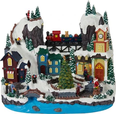 Kersttafereel Winters Dorp met LED en Beweging Assorti 1st