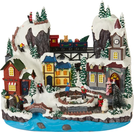Kersttafereel Winters Dorp met LED en Beweging Assorti 1st