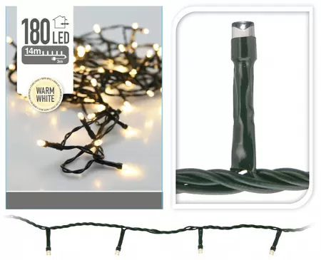 Kerstverlichting 180 LED 13,5m ww groen snoer