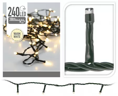 Kerstverlichting 240 LED 18m ww groen snoer