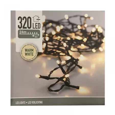 Kerstverlichting 320 LED 24m ww Groen snoer