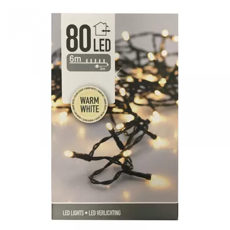 Kerstverlichting 80 LED 6m Groen Snoer