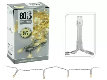 Kerstverlichting 80 LED 6m WW