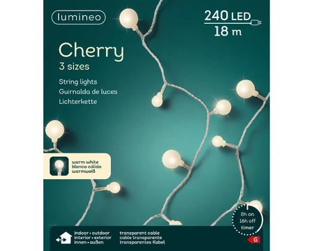 Kerstverlichting Cherry 240 LED 18m Trnsp WW