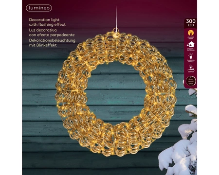 Kerstverlichting Kerstkrans Goud 300 LED Ø38cm